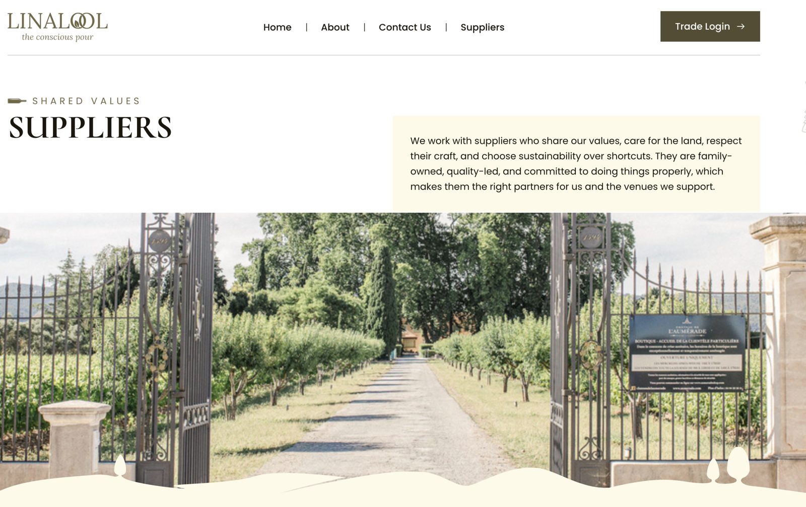 Linalool website suppliers page