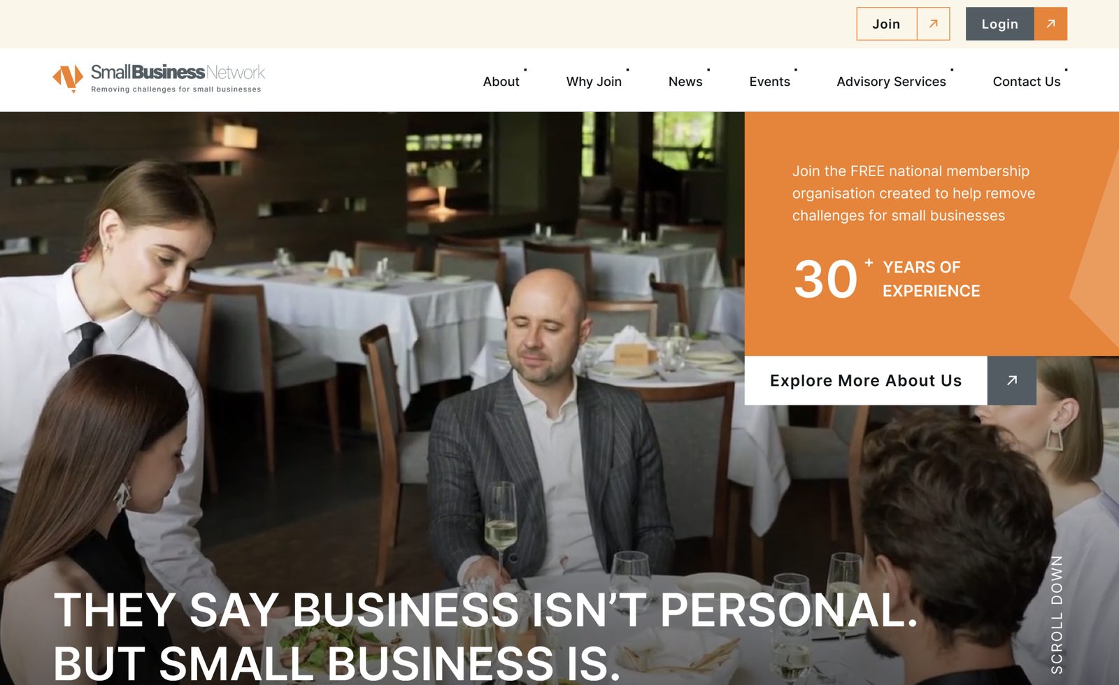 Small Business Network website homepage