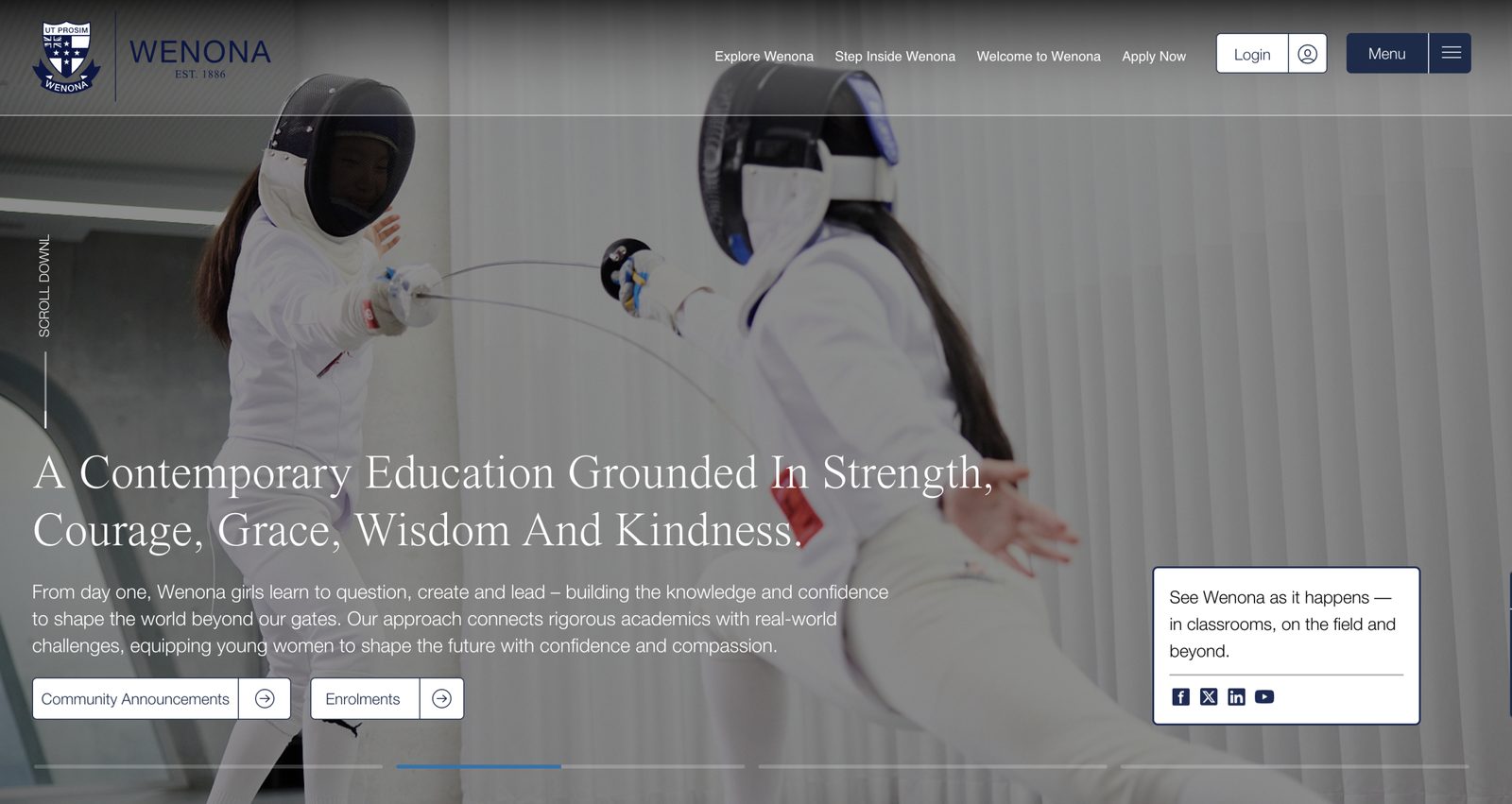 Wenona School website homepage